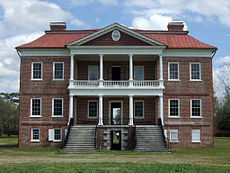 Drayton Hall med den dobbelte portik. Nær Charleston (South Carolina), South Carolina