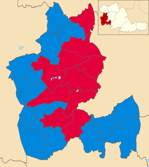 Map showing the results of the 2018 Dudley Metropolitan Borough Council election