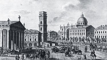 Nevsky Prospekt near the City Duma in 1811. Duma popov.jpg