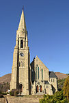 This rectangular stone church building, with its elegant stone tower of 154 feet, is one of the best examples of the Gothic renewal building style. The cornerstone was laid on 20 May 1882 and the building was officially inaugurated on 18 August 1883. Type of site: Church. Current use: Church : Dutch Reformed.