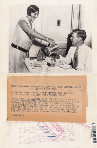 File:Eddie August Schneider (1911-1940) with a hot cup of coffee from his sister Alice Schneider Harms (1913-2002) on August 25, 1930.png