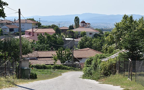 Empty street in a mountain village in northern Greece (Theodosia).