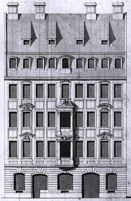 Entwurf des Samuel Gotthelf Locke (1710 1793) für das Haus an der Frauenstraße 7 in Dresden, das nach der italienischen Kaufmannsfamilie Chiapponi benannt wurde