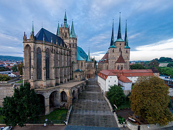 7. Erfurt Cathedral and church Severikirche Photograph: Eremeev Licensing: CC-BY-SA-4.0