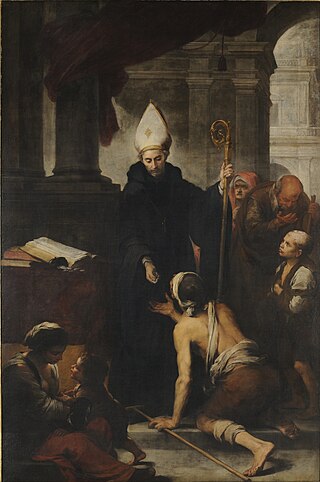 <i>Saint Thomas of Villanova Giving Alms</i> Painting by Bartolomé Esteban Murillo