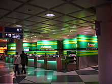 Europcar counters at Munich Airport-Franz Josef Strauss. Europcar counter MUC.JPG