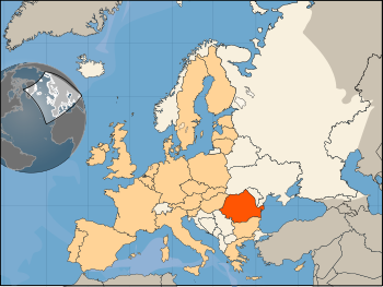 розташування Румунії на карті Європи