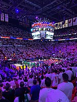 FTX Arena during the national anthem before a Miami Heat playoff game