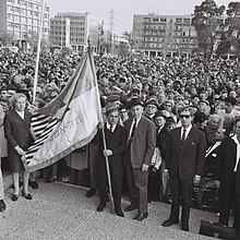 Warsaw Ghetto and Concentration Camps Survivors' meeting rally in Tel Aviv, 1968 Flickr - Government Press Office (GPO) - SURVIVORS FROM THE WARSAW GHETTO AND CONCENTRATION CAMPS MEETING IN A MASS RALLY.jpg