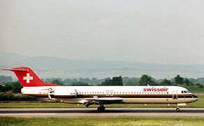 Fokker 100 de Swissair en 1989.