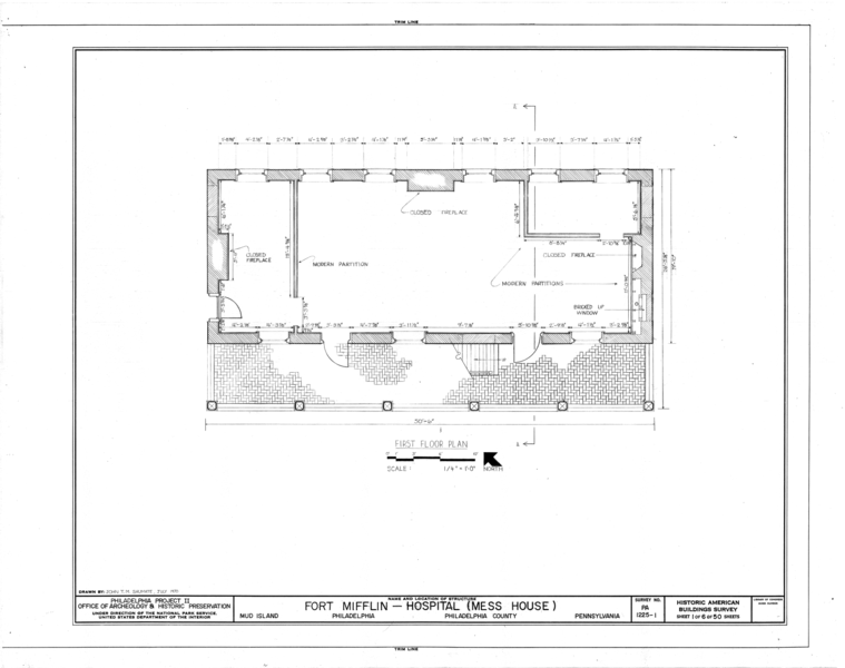 File:Fort Mifflin, Hospital, Mud Island, Marine and Penrose Ferry Roads, Philadelphia, Philadelphia County, PA HABS PA,51-PHILA,111I- (sheet 1 of 6).png