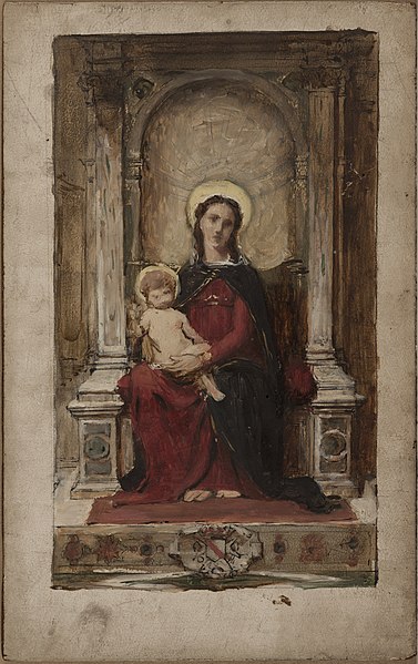 File:François-Alfred Delobbe - Vierge à l'Enfant, esquisse pour un tableau d'autel destiné à la chapelle des ducs de Beaufort-Spont - PPP4813 - Musée des Beaux-Arts de la ville de Paris.jpg