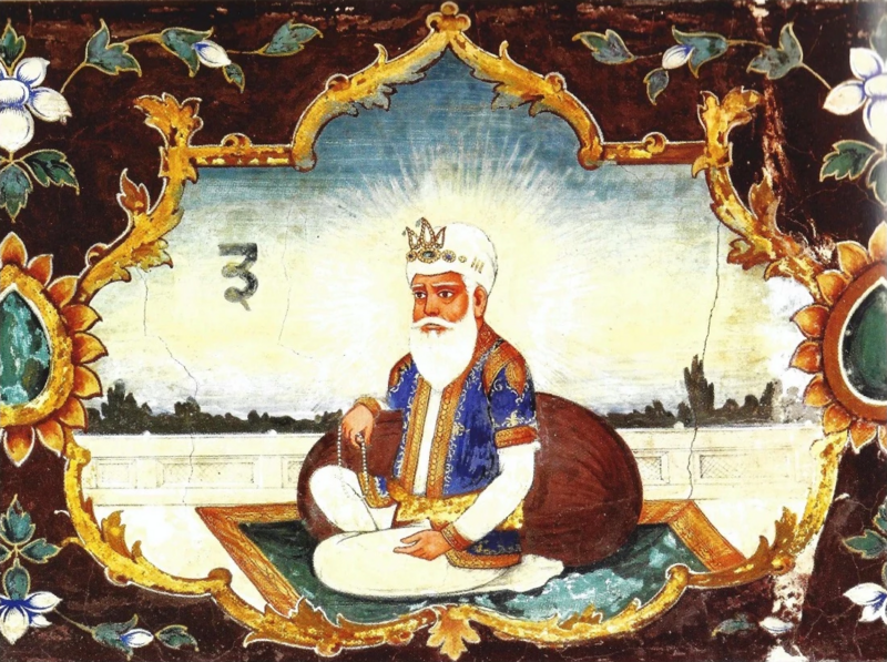 File:Fresco of Guru Amar Das from above the entrance of the Baoli Sahib located in Goindwal.png