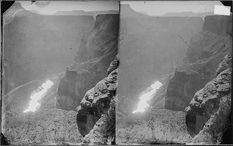 File:GRAND CANYON OF COLORADO, SHEAVWITZ CROSSING NEAR FOOT OF TOROWEAP VALLEY, RIVER 3000 FEET BELOW, COLORADO RIVER - NARA - 524000.jpg