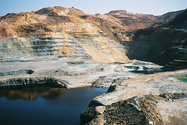 A copper mine in Cyprus. In antiquity, Cyprus was a major source of copper.