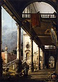 カナレット Perspective View with Portico, 131 x 93 cm