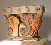 Polychrome glazed capital, circa 1915. Randalls Lost NYC collection Glazed terra cotta architectural capital.jpg