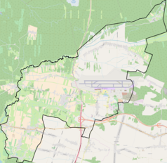 Mapa konturowa gminy Ożarowice, na dole znajduje się punkt z opisem „Celiny”