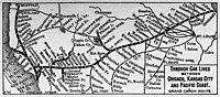 1900-1905 Atchison, Topeka & Santa Fe Railway route map of regular stops