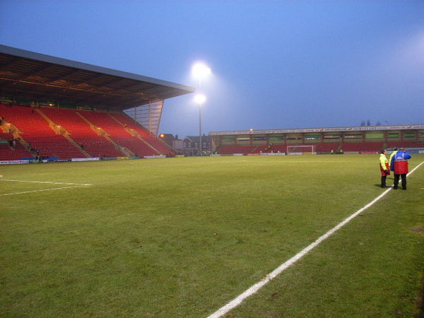 Main stand (left) and Gresty Road End