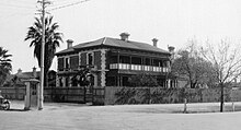 Dr Neische's former home in 1933, shortly before it was demolished to make way for the purpose-built facility Guest-house and boarding house, Carnarvon Mansions, cnr Hutt and Wakefield Streets, Adelaide (SLSA B-6278).jpg