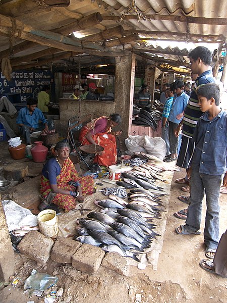 A fish stall in HAL market, Bangalore