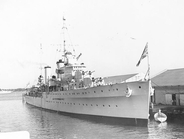 HMS Apollo in 1938 at Miami, Florida prior to transfer to Royal Australian Navy