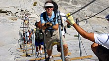 Les câbles utilisés pour l'ascension du Half Dome.