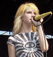 Williams performing on the Warped Tour in Camden, New Jersey, in August 2007 Hayleywilliamscrop.JPG