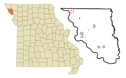 Cornings läge i Holt County och countyts läge i Missouri.