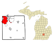 Ingham County Michigan Incorporated and Unincorporated areas Lansing Highlighted.svg