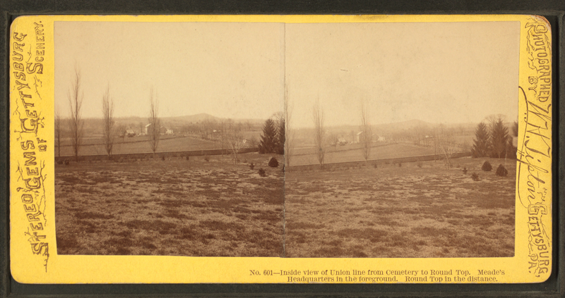File:Inside view of Union line from Cemetery to Round Top. Meade's Headquarters in the foreground. Round Top in the distance, by Tipton, William H., 1850-1929.png