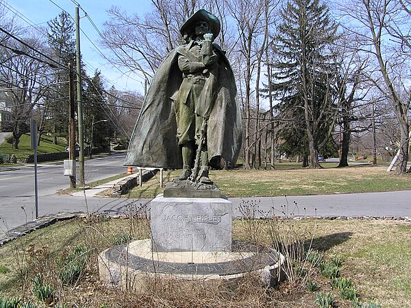 Statue of Jacob Leisler in New Rochelle, New York.