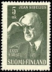 Finnische Briefmarke zu Sibelius’ 80. Geburtstag 1945