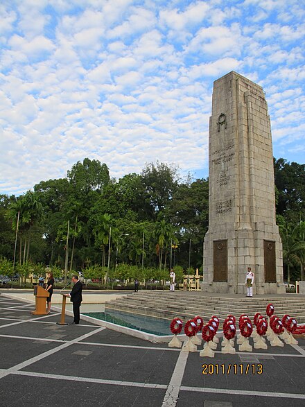 Although Warriors' Day commemoration services are no longer officially held at the National Monument, Remembrance Day ceremonies continue to take place there. Pictured is Remembrance Sunday at the National Monument's cenotaph on 13 November 2011.