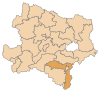 Location of the Wiener Neustadt district in Lower Austria