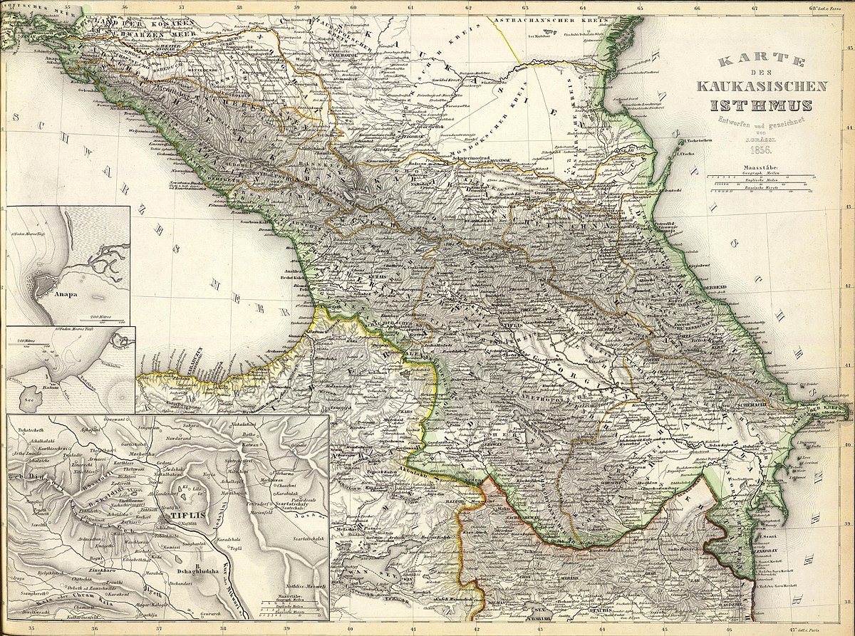 Karte des Kaukasischen Isthmus - Entworfen und gezeichnet von J-Grassl - 1856.jpg