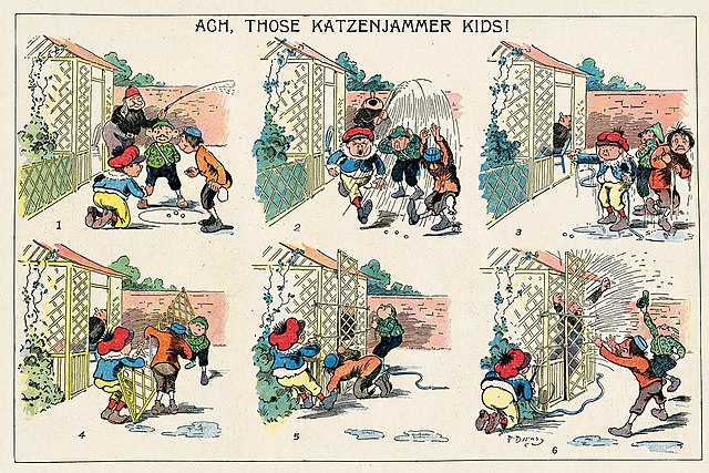 First appearance of Rudolph Dirks' The Katzenjammer Kids (1897)