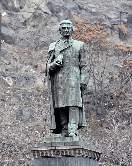 Abovian's 1950 statue in Yerevan