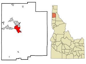 Kootenai County Idaho Incorporated and Unincorporated areas Coeur d'Alene Highlighted.svg