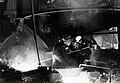 Steel workers at a blast furnace in La Providence, Réhon