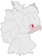 Mapa Německa, zvýrazněna poloha okresu Torgau-Oschatz