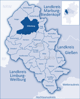 Läget för Dillenburg i Lahn-Dill-Kreis