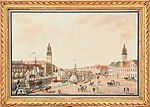 Lilla Torget med Kämpebron, på en målning från 1796 av Justus Fredrik Weinberg.