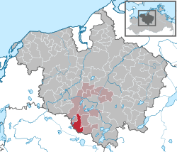 Elhelyezkedése Mecklenburg-Elő-Pomeránia térképén