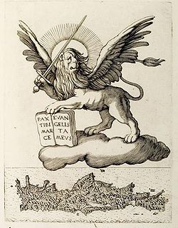O Leão de São Marcos, símbolo da República de Veneza, montando guarda sobre um mapa de Creta