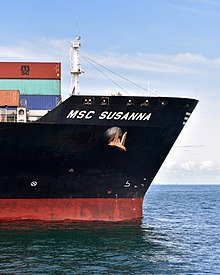 Bow of the container ship MSC Susanna