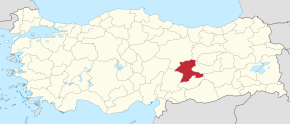 Provincie Malatya na mapě Turecka