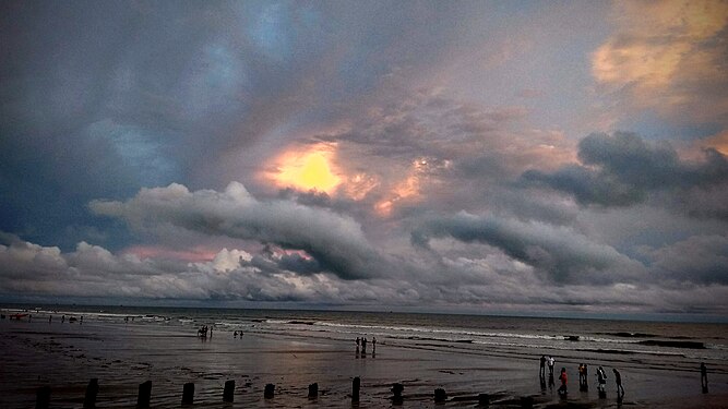 Sunset at Mandarmani Beach over the Bay of Bengal, West Bengal, India