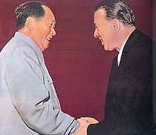 When the Eighth National Congress of the Chinese Communist Party was held in 1956, Mao Zedong met with Enver Hoxha. Mao Zedong and Enver Hoxha.jpg